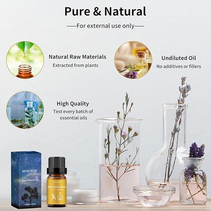 BURIBURI Hotel Scent Essential Oil, Lifestyle Hotel Collection Fragrance Aromatherapy Oil Blends, Air Freshener Hotel Collection Diffuser Oil - Yihe Golden Laurel BURIBURI