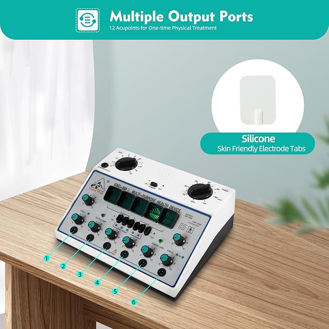 KWD808-I Electric Stimulator Machine, 110V Electric Impulse Acupuncture Treatment, 100-240V 6 Output Patch Massager, 500-1060hpa Electrotherapy Acupuncture Instrument Pulse Electrotherapy DEROANKE