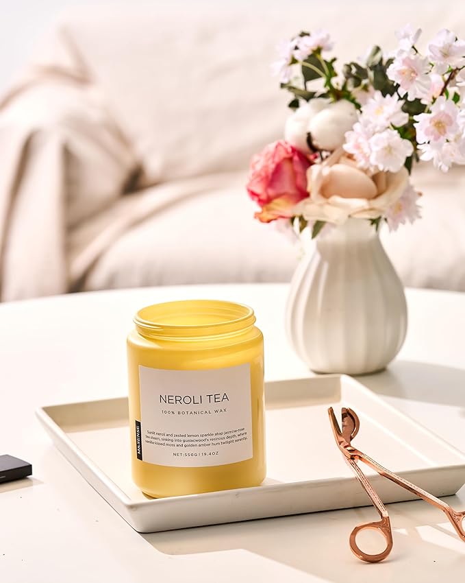 M&SENSE Neroli Tea Scented Candle, 19.4oz 110 Hours Long Lasting Burn 2 Wick Non Toxic Natural Soy Wax Candle for Women, Slow Burning Home Fragrance Gifts for Stress Relief & Relaxing - Bloomnest