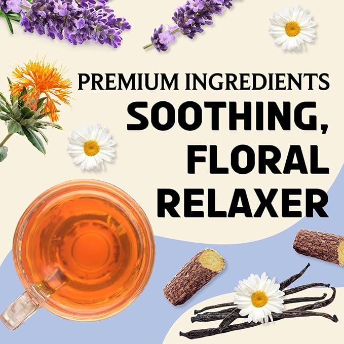 BREWIX, Bedtime Blossom Calming Tea For Sleep (50+ Cups) Herbal All Natural | Supports a Good Night’s Sleep | Night Time, Caffeine Free with Rooibos, Safflower, Chamomile and Lavender | Perfect for Bedtime | Relaxing Natural Nighty Night Sleeping Tea - Bloomnest