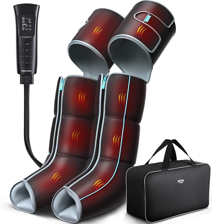 ALLJOY Leg Massager for Circulation and Pain Relief FSA, Sequential Compression Boots for Leg Recovery, Leg Massager with Heat and Compression, FSA/HSA Eligible, Gifts for Men Women