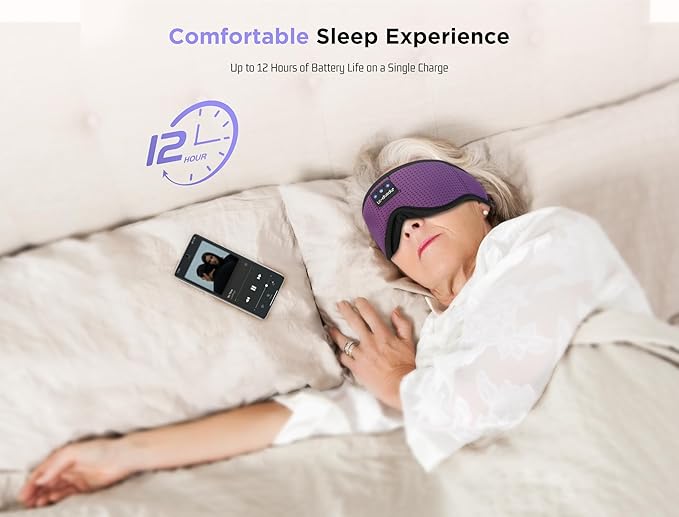 LC-dolida Sleep Mask with Bluetooth Headphones Bluetooth Sleep Mask Sleep Headphones,3D Eye Mask for Sleeping Mask Music Sleeping Headphones for Side Sleepers Meditation Gifts Gadgets for Men Women - Bloomnest