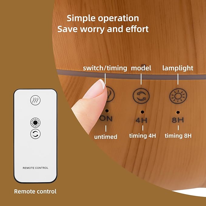 Essential Oil Diffuser 250ML,Jellyfish Diffuser Air Humidifiers Sound Pickup Ultrasonic Aromatherapy Diffuser Remote Control 7 Color Lights for Home Bedroom Office Hotel(Wood Color) - Bloomnest