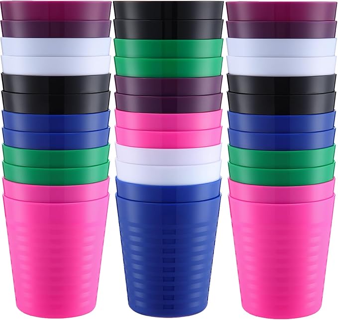 Eccliy 36pcs Kids Cups 8 oz Unbreakable Plastic Stackable Juice Reusable Tumblers Bulk Plastic Drinking Cups for Toddlers Baby Kids, Dishwasher Safe, 6 Colors(Classic color) - Bloomnest