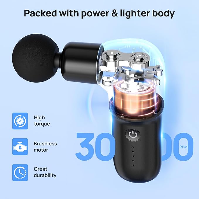 Super Mini Massage Gun, Deep Tissues Percussion Muscle Massager, Compact Sports Travel Massage Gun, Portable Massager Gun for Gifts for her him, Black - Bloomnest