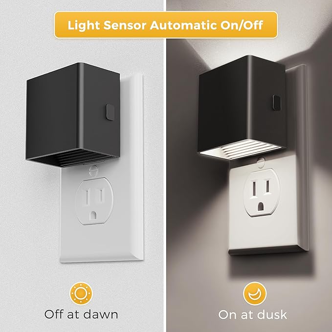 L LOHAS LED Night Light,Night Lights Plug into Wall,[2-Pack] Bright Night Light with Light Sensor,5000K Daylight White,Brightness Adjustable, Modern Nightlight for Bathroom Hallway Kitchen - Bloomnest