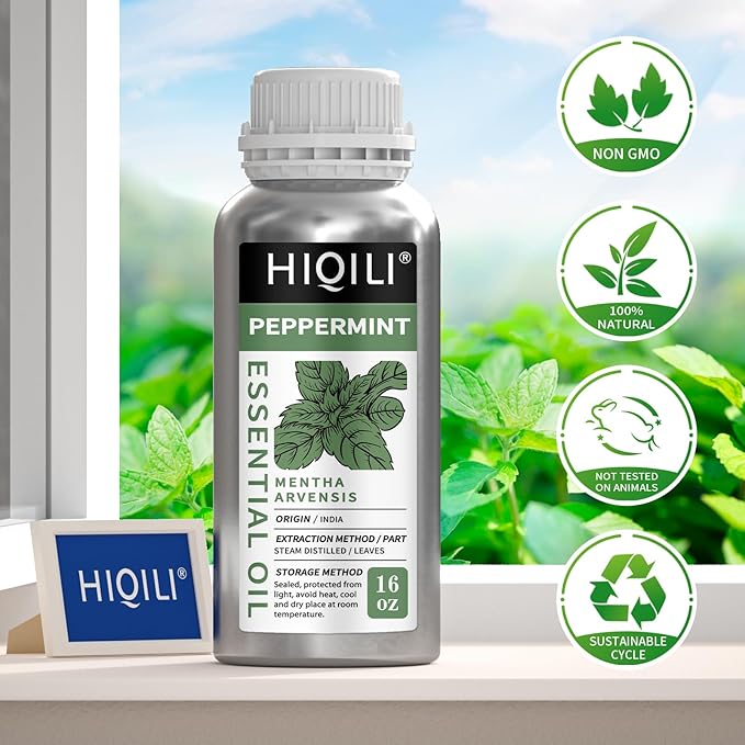 HIQILI Peppermint Essential Oil 16 oz 100% Pure Natural Aromatic Oil for Freshening Air, Hair Care, DIY Soap, SPA & Home Use - Bloomnest