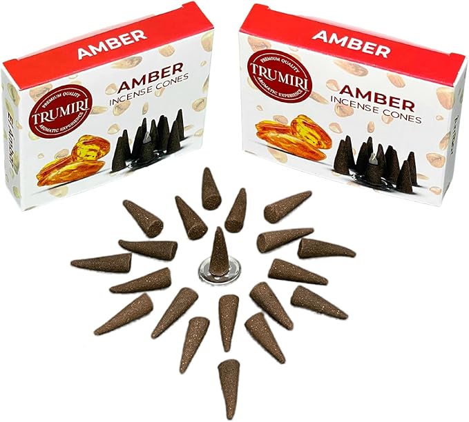 TRUMIRI Amber Incense - 20 Cone Pack (2 x 10) - Scented Cone Incense