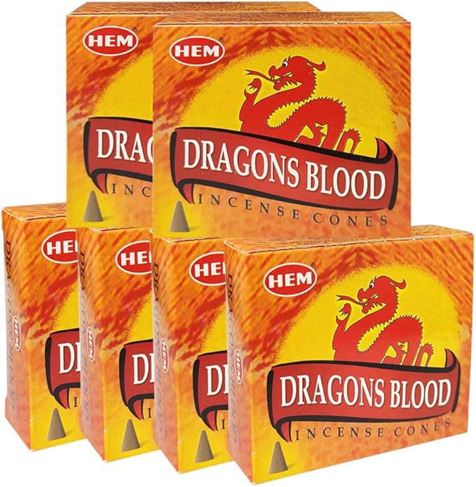 TRUMIRI Incense Cone Holder Bundle with Hem Dragons Blood Incense Cones - Pack of 6 (Approx 60 Cones) TRUMIRI