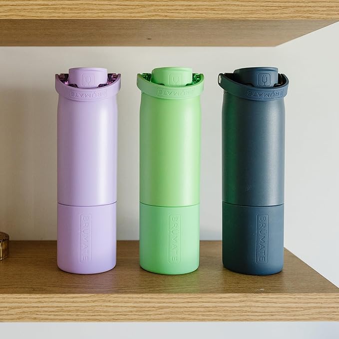 BrüMate Rise 25oz Water Bottle With 100% Leakproof Covered Silicone Straw | Insulated Stainless Steel Water Bottle | Cup-Holder Friendly | Fast Flow | Soft Sip Silicone Spout | BPA-Free (Lilac Dusk) Br%C3%BCMate