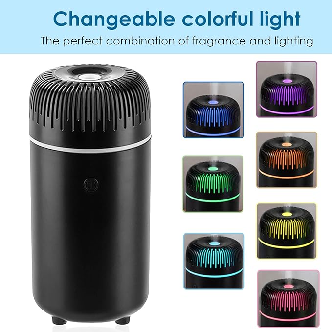 Car Diffuser Humidifier USB Aromatherapy Essential Oil Air Freshener USB Cool Mist Mini Portable Diffuser for Car Home Office Bedroom (Black) - Bloomnest