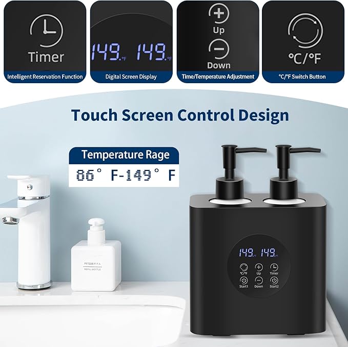 Lotion Warmer, Yofuly Massage Oil Warmer for Massage Therapy, Electric Massage Oil Heater with Four Oil Bottles, Portable Cream Warmer Heated Dispenser for Spa, Salon and Home Use, Matt Black - Bloomnest