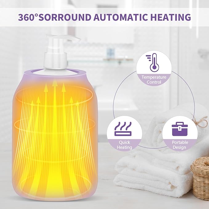 Yofuly Oil Warmer for Massage with Face Roller Set, Professional Oil Warmer Heater for Massage Therapy with Two Bottles, Purple Body Lotion Heated Dispenser and Gua Sha Tools, Gift for Women - Bloomnest