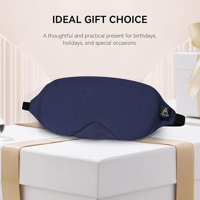 Mavogel Cotton Sleep Mask - 100% Handmade, Light Blocking Sleep Eye Mask with Updated Bending Nose Design, Soft Sleeping Mask for Women Men, for Sleep/Office/Naps, Includes Travel Pouch (Starry Blue) - Bloomnest