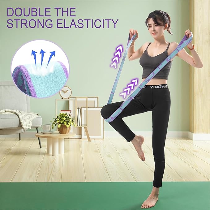 Yoga Straps for Stretching Strap Elastic for Physical Therapy Dance Yoga Pilates Gymnastics Exercise Flexible Pilates Stretch Band for Women Men - Bloomnest