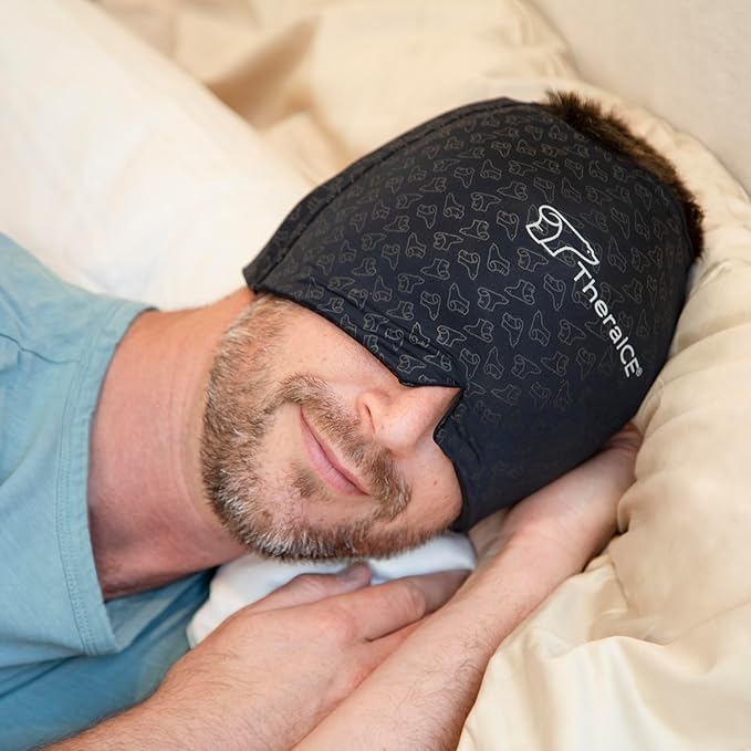 TheraICE Migraine Relief Cap PRO, Headache Relief Cap, Ice Face Mask, Cold Compress Head Wrap for Tension Headache Relief, Stress & Hangover, FocusZone Technology Provides Extra Cooling & Pressure - Bloomnest