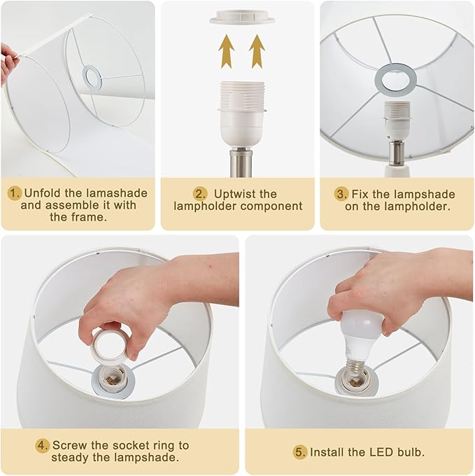 GyroVu Table Lamp Set of 2, 18.63” Ceramic Table Lamp Classic Beside Lamps Nightstand Lamp Modern Lamp for Living Room, Bedroom & Office Rocker Swtich Cream-LED Bulbs Included - Bloomnest