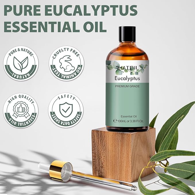 PHATOIL Pure Eucalyptus Essential Oil, 100% Pure Therapeutic Grade Premium Oil for Hair Care, Skin, Aromatherapy 3.38Fl Oz - Bloomnest
