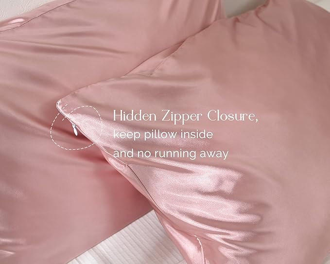 Yanibest Satin Pillowcase, King Size Pillow Cases Set of 2 - Silk Pillow Cases for Hair and Skin with Zipper, Silk Pillow Cases King for 20"x40", Exquisite Packaging for Women Men - Bloomnest