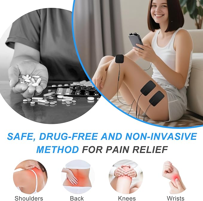 TENS EMS Unit Muscle Stimulator for Pain Relief Therapy - 4 in 1 TENS & EMS & Relax & Custom Frequency + Pulse - Muscle Massager 36 Modes 20 Intensity, Memory & Favorites Function with 600mAh Battery - Bloomnest