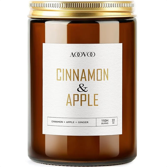 AOOVOO Apple Cinnamon Candles - 22 oz Scented Candles, Aromatherapy Candle, Soy Candle for Home Scented - Bloomnest