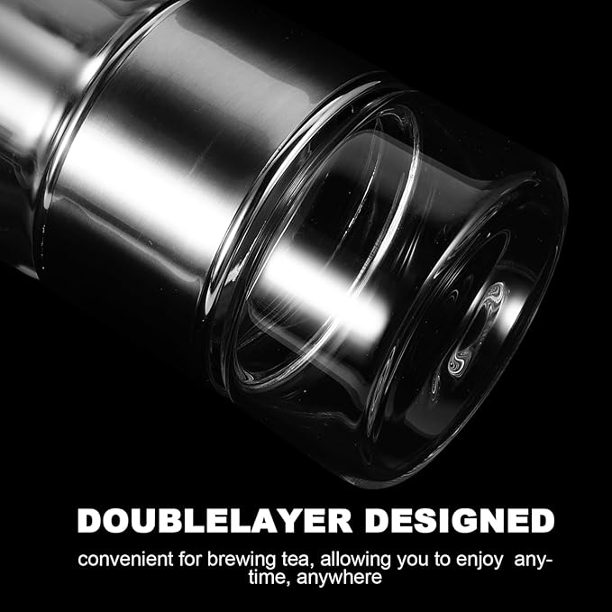 Double Glass Tea Infuser Bottle with Integrated Strainer Tea Separation Cup for Loose Leaf Tea Safe High Borosilicate Glass Versatile for Tea and Infused - Bloomnest