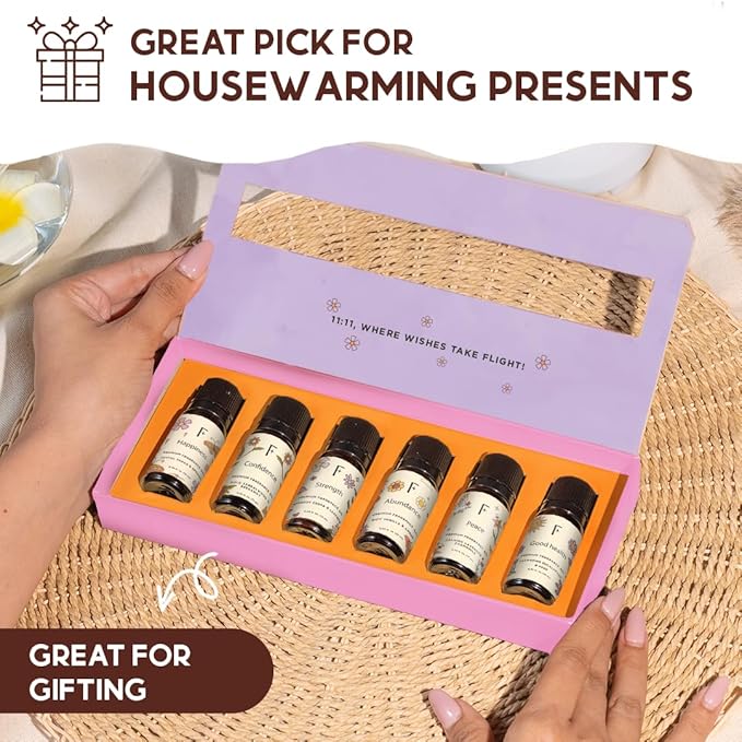 Folkulture Essential Oils for Home | Set of 6 (0.34 fl oz x 6) Sandalwood, Vanilla, Eucalyptus, Cedar Essential Oil, Sage & Chamomile Diffuser Oils for Relaxation for Women - Bloomnest