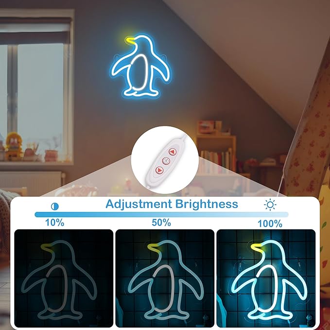 Attivolife Penguin Sign for Wall Decor, Light up Special Animal Shape LED Lamp with Dim USB Powered, Unique Home Living Room Business Cafe Shop Bar Party Decor Birthday Christmas Day Gift - Bloomnest
