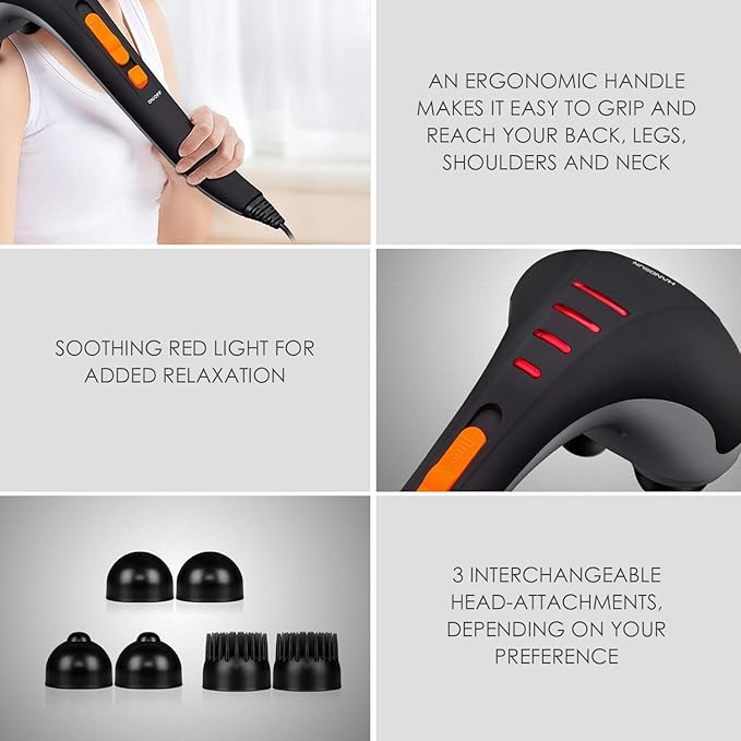 HANGSUN Handheld Neck Back Massager for Pain Relief Deep Tissue, Double Head Full Body Percussion Massage MG400 for Shoulder, Leg, Foot, Muscles - Bloomnest