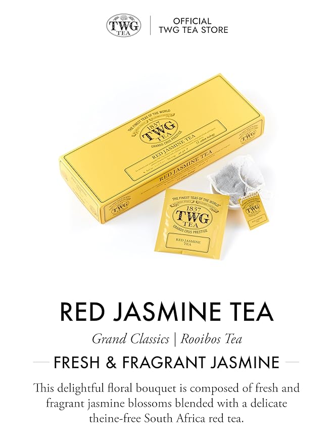 TWG Tea | Red Jasmine Tea | Rooibos Tea | Jasmine Flower | 15 Hand Sewn Cotton Teabags | Gift Set - Bloomnest