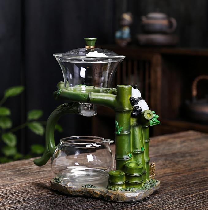Magnetic TeaPot Automatic Drip Glass Teapots Lazy Kungfu Tea Infuser Panda Heat-Resistant Tea Maker Set