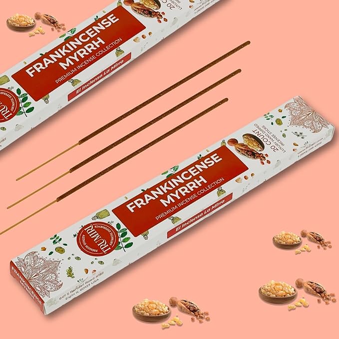 Frankincense and Myrrh Incense Sticks - Total 40 Insence-Sticks - Dual Pack of 20 Insense - Inciensos - Inscents - Natural Non Toxic Ingredients - Incents - Incence - Inscense - Insents TRUMIRI