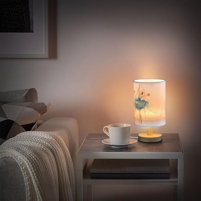Table Lamp Ballerina Ballet Dancer in Pastel Color Dancing on White Nightstand Lamp with Wood Base Fabric Lamp Shade Bedside Desk Lamp for Living Room Bedroom Kids Room Office - Bloomnest