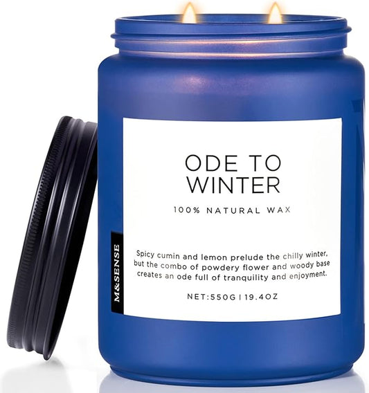 M&SENSE Ode to Winter Soy Candles Strong Scented, 2 Wick Jar Candle 19.4oz 110 Hour Long Lasting, Lavender Sandalwood Organic Natural Aromatherapy Candle Gifts Bedroom Bathroom Home Decor - Bloomnest