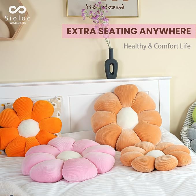 sioloc Flower Pillow,Flower Shaped Throw Pillow Butt Cushion Floor Pillow,Seating Cushion,Cute Room Decor & Plush for Bedroom Sofa Chair(Blush,23.6'') - Bloomnest