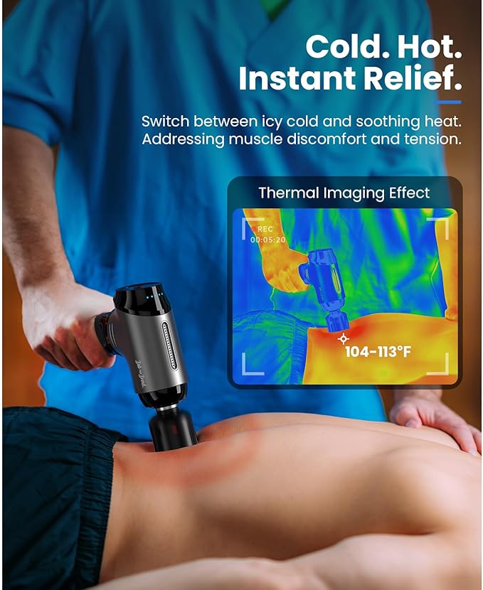 BOB AND BRAD T2 Pro Massage Gun with Heat and Cold, Deep Tissue Percussion Massager Gun, Muscle Massager, Electric Back Massagers for Professional Athletes Home Gym, FSA and HSA Eligible - Bloomnest