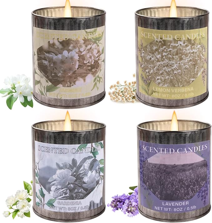 Scented Candle Gift Set, 4 Pack 32oz Soy Wax Candles Set, 200 Hour Burn Time Long Lasting Aromatherapy Candles Set, Container Candles Ideal for Home Decor and Gift for Women and Men - Bloomnest