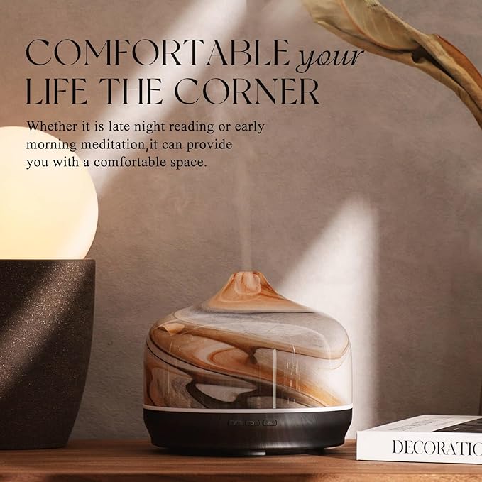 Porseme 500ml Glass Essential Oil Diffuser Aromatherapy Ultrasonic Cool Mist Humidifier 15-21 Running Hours Waterless Auto-Off Air Diffusers for Sleeping Yoga Office Working Spa and Rest (Jupiter) - Bloomnest