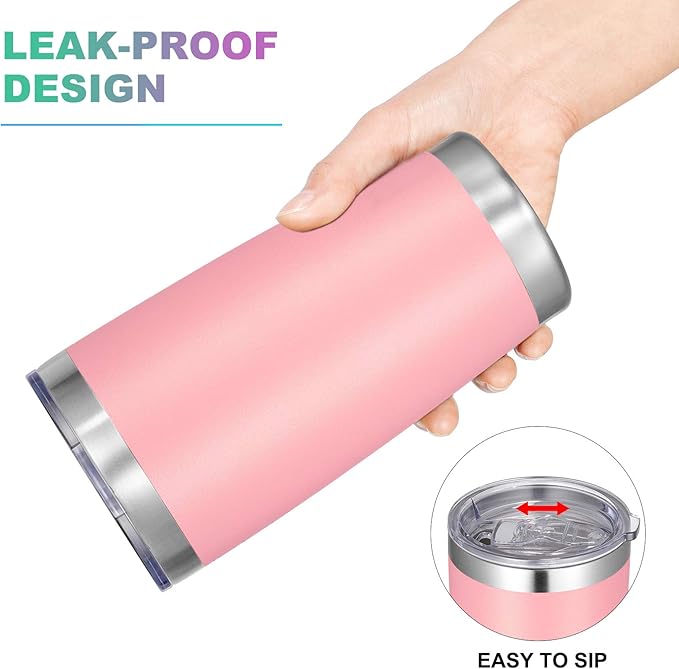 VEGOND 20oz Tumbler with Lid and Straw Stainless Steel Tumbler Cup Bulk Vacuum Insulated Double Wall Travel Coffee Mug Powder Coated Coffee Cup(Pink 12 Pack - Bloomnest