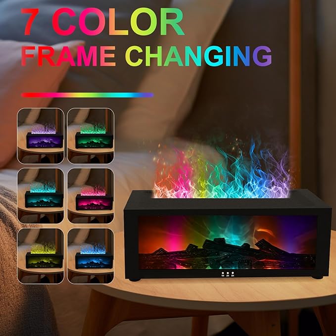 Fireplace Diffuser Humidifier,Fireplace Aromatherapy Essential Oil Diffuser, Ultrasonic Colorful Cool Mini Flame Fire Aroma Humidifier with Timer for Home,Bedroom,Office,Yoga - Bloomnest
