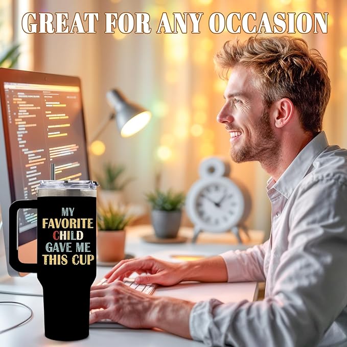 DUUV Gifts for Dad, Dad Tumbler 40 Oz Stainless Steel Insulated with Lid, Birthday Gifts for Father Men Husband from Daughter Son Kids, My Favorite Child Gave Me This Cup Gift for Christmas, 1PCS - Bloomnest