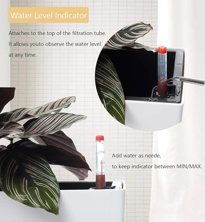 SAROSORA 14" Rectangle Self Watering Planter with Water Level Indicators for Plants & Flower Home Garden Outdoor Indoor Succulent | Herb pots | Window Box (1, White) - Bloomnest