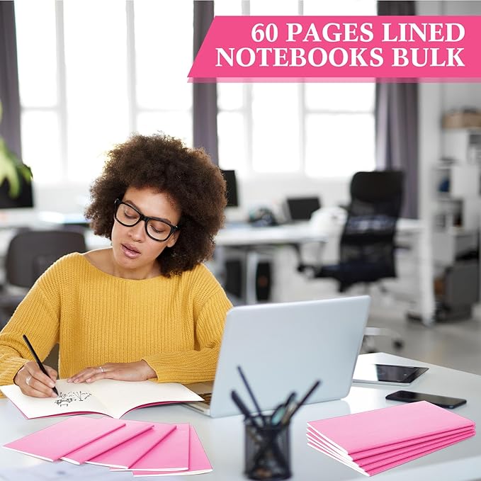 Mimorou 100 Pcs Journals Notebooks Bulk - Kraft Softcover A5 Small Notebooks 5.5 Inch x 8.3 Inch Notepads with 60 Page 30 Sheet for Writing Sketch Travel Office Supplies(Pink,Lined) - Bloomnest