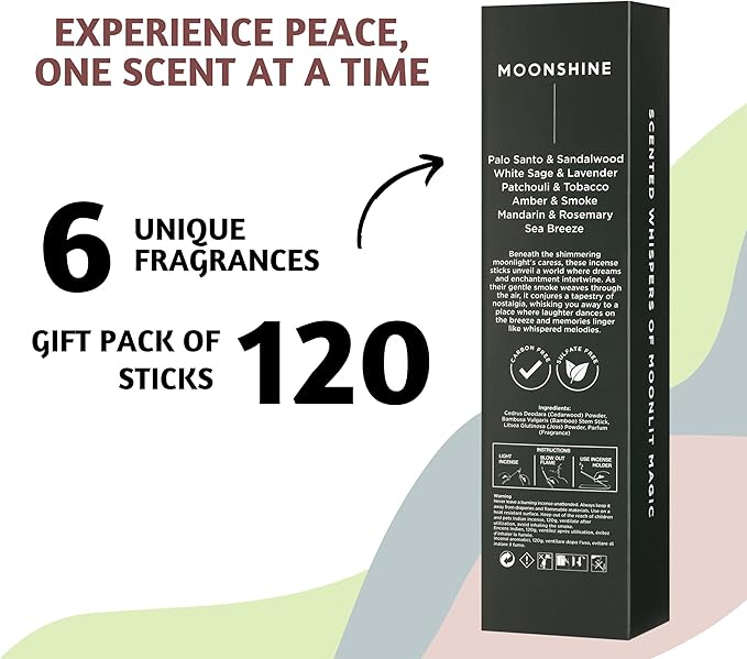Folkulture Set of 6 Incense Stick | 120 Insence Sticks - Palo Santo & Sandalwood, White Sage, Lavender, Patchouli | Palo Santo Insence-Sticks | Sandalwood Incenses, Lemongrass, Rose Geranium FOLKULTURE
