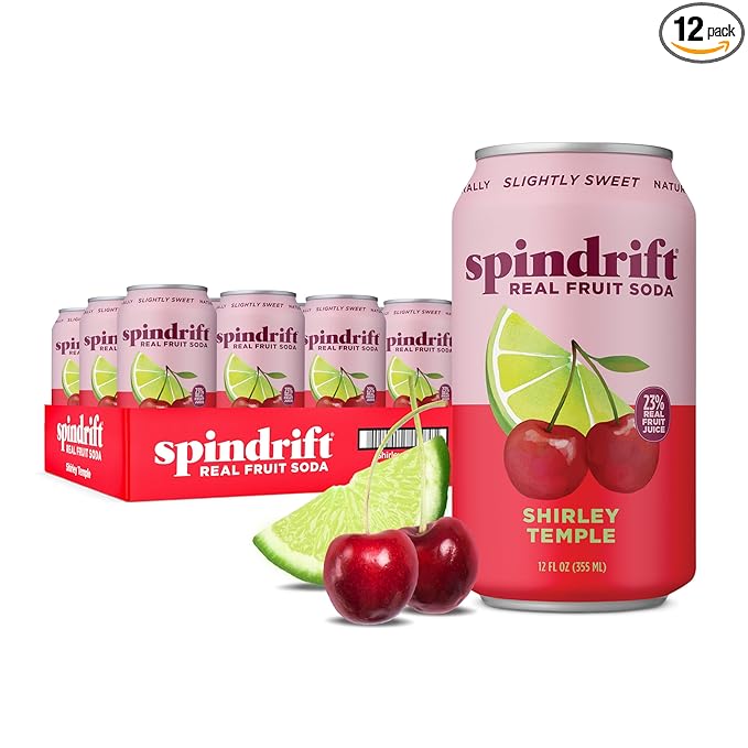 Spindrift "Shirley Temple" Cherry Citrus Soda Made with Real Squeezed Fruit 12 Pack Case - Bloomnest
