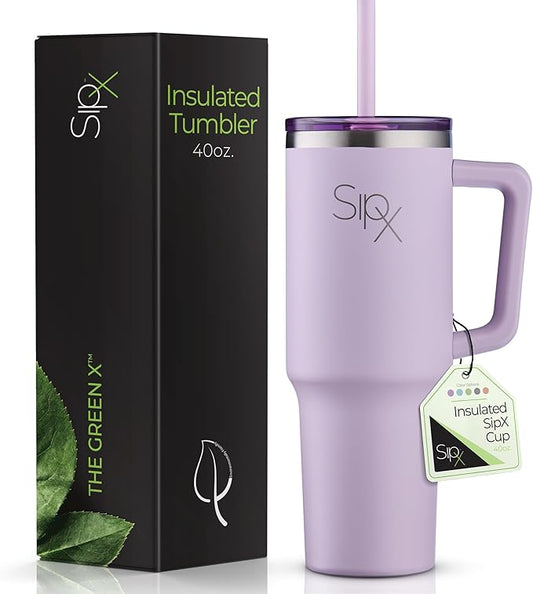 SIPX™ Insulated Tumbler With Lid And Straw, 40oz. Tumbler With Handle Keeps Cold 12 Hours, Water Bottle Thermos With Lid, BPA-Free Reusable Insulated Coffee Tumblers, Travel Mug Great For Beach Party - Bloomnest