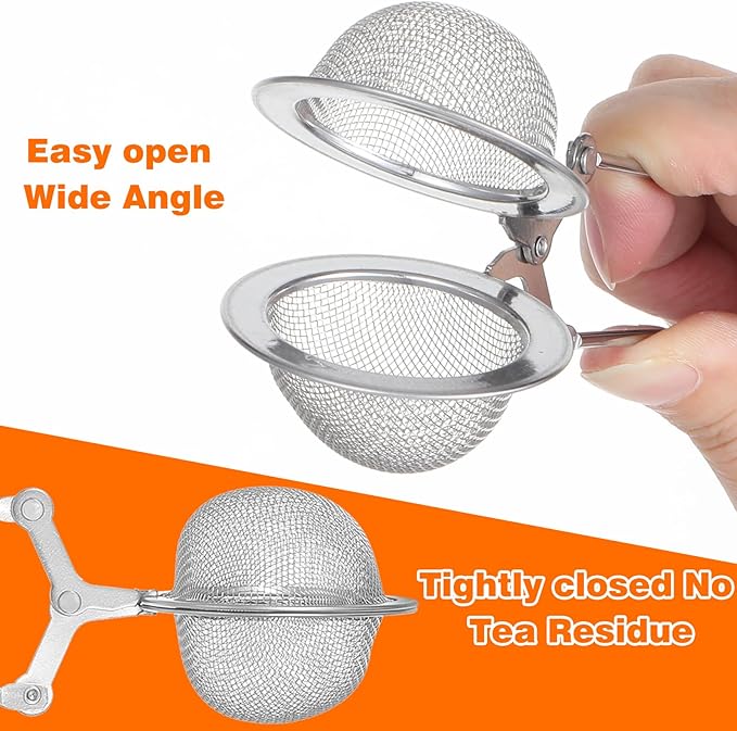 20 Pcs Stainless Steel Snap Ball Tea Strainer, Fine Mesh Tea Infuser Filter with Handle, Round, Silver - Bloomnest