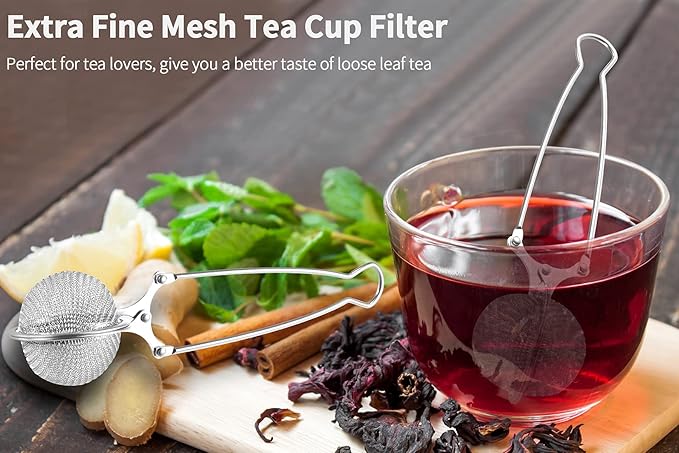 Snap Ball Tea Strainer, Exptolii 3 Pack Stainless Steel Tea Infuser Filter with Handle for Loose Leaf Tea, Spices, Seasonings - Bloomnest