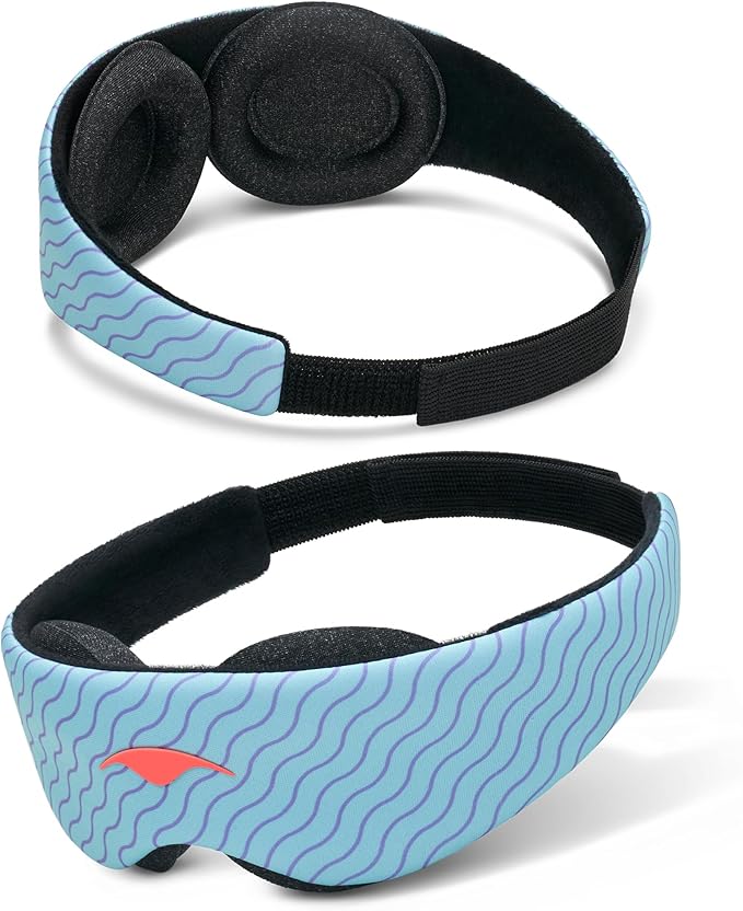 Manta Kids Sleep Mask - Comfy & Cute Blackout Sleeping Mask with Adjustable Eye Cups, Soft & Breathable Machine Washable Kids Eye Mask for Girls, Boys, Toddler Aged 6+ (Arctic Blue) - Bloomnest