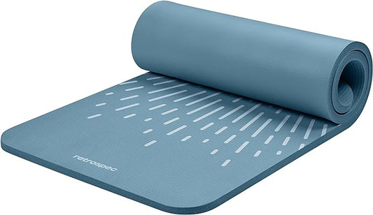 Retrospec Solana Yoga Mat 1" Thick With Nylon Strap For Men & Women - Non Slip Exercise Mat For Home Yoga, Pilates, Stretching, Floor & Fitness Workouts